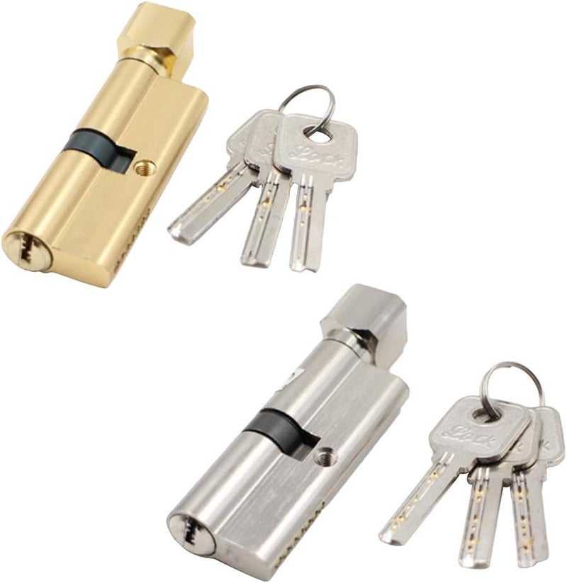 XUYUH Door Cylinder Lock Security Interior Lock Anti-Theft Entrance Metal Door Lock with 3 Keys Home Door Accessories, 70x29mm, Silver - Image 2
